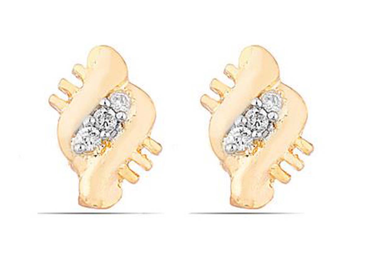 Pair of Tops Earrings – American Diamonds – Diagonal Pattern – Stud Earrings – Fashion Accessories / Ear Jewelry – Exclusive Jewelry Collection