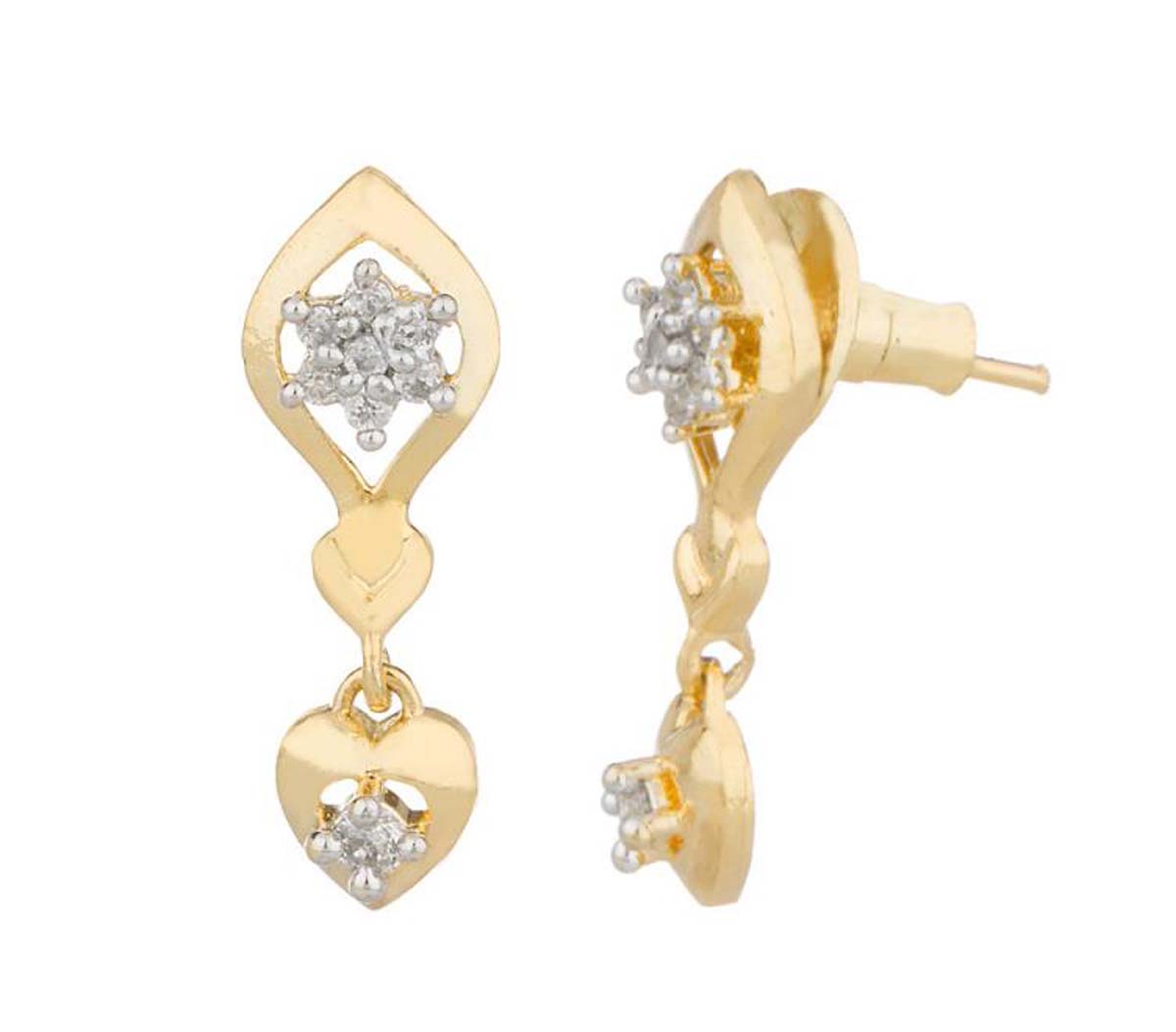 American Diamond Earring Set – Heart-Shaped Drop – Unique Tops Earrings – Fashion Accessories – Exclusive Jewelry Collection
