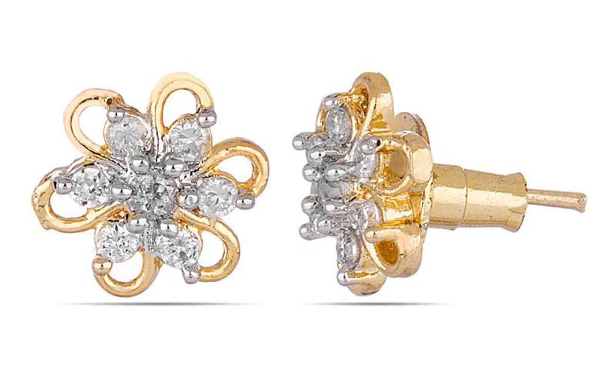 Stud Earrings Set – Flower-Shaped – American Diamonds – Unique Tops Earrings – Fashion Accessories – Jewelry Collection
