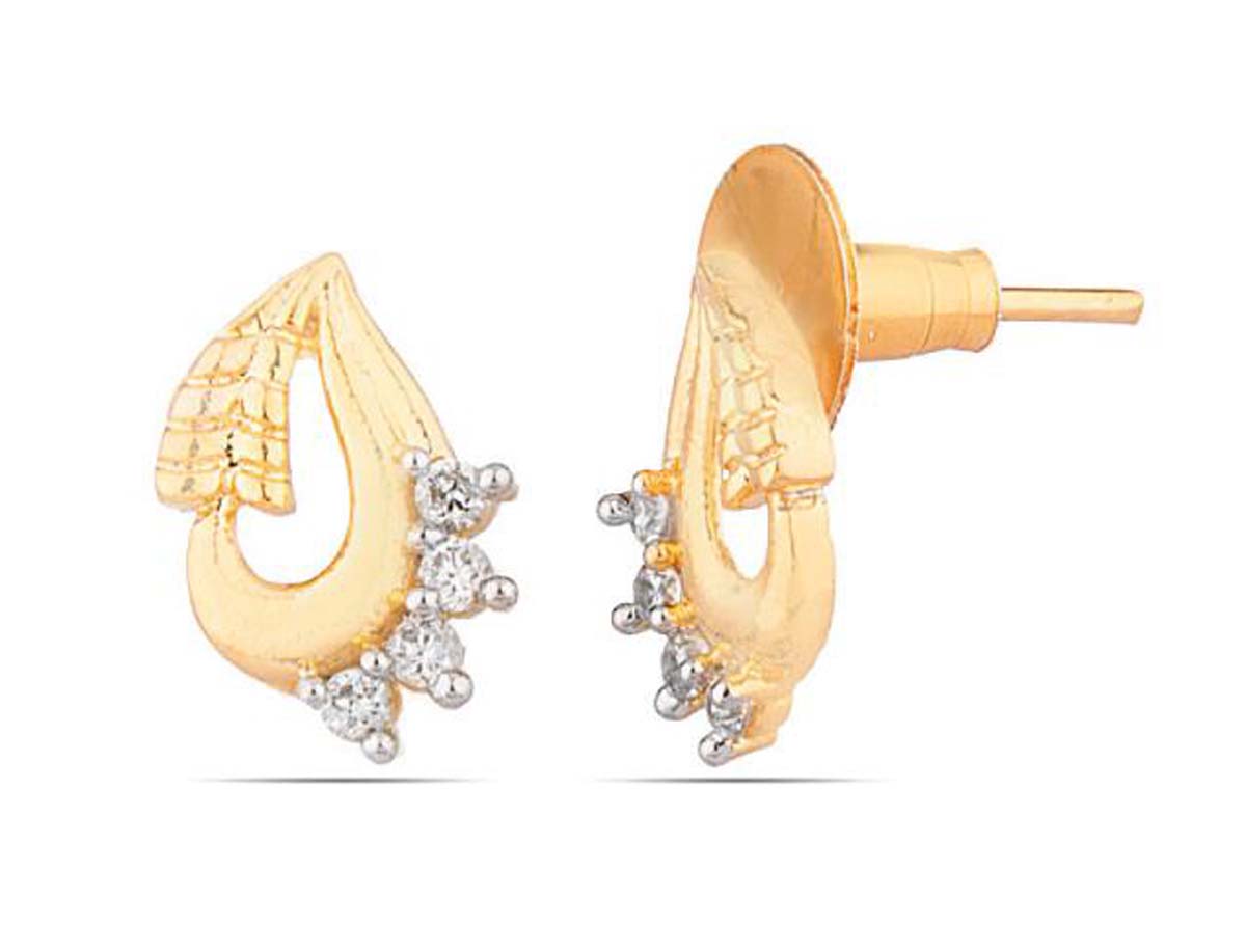 Stud Earrings Set – Inverted Question Mark Motif – American Diamonds – Exclusive Ear Jewelry Collection – Fashion Accessories