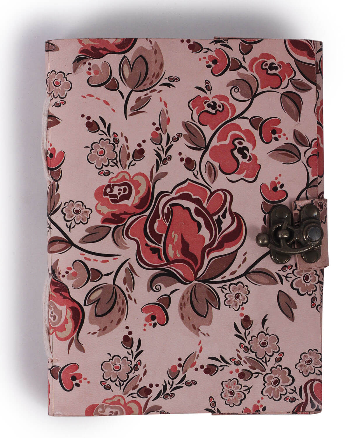 ArtistryBazaar Handmade 5" W X 1" H Creative and Unique handstitched flower print cover notebook with white unlined pages and lock for school ,college ,work, journal writing with 180 pages