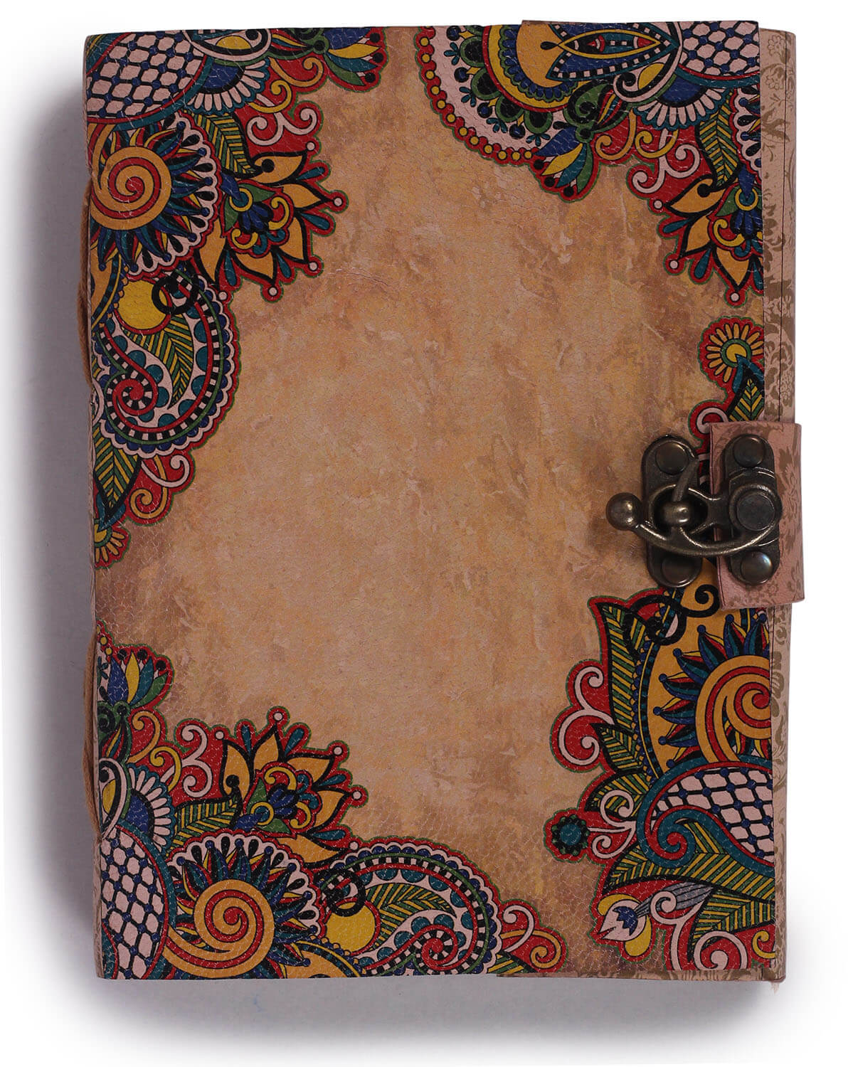 ArtistryBazaar Handmade 5" W X 1" H Creative and Unique handstitched paisley print cover notebook with white unlined pages and lock for school ,college ,work, journal writing with 180 pages