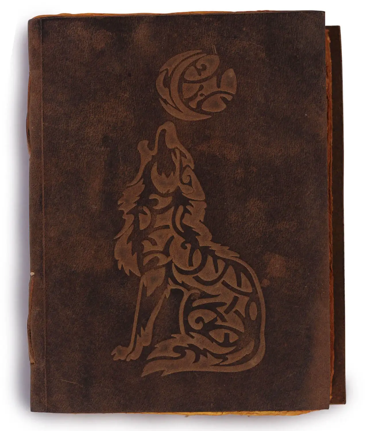 ArtistryBazaar Handmade 5" W X 1" H  brown leather antique and unique leather cover journal for men and women made with yellow unlined handmade paper with 180 pages