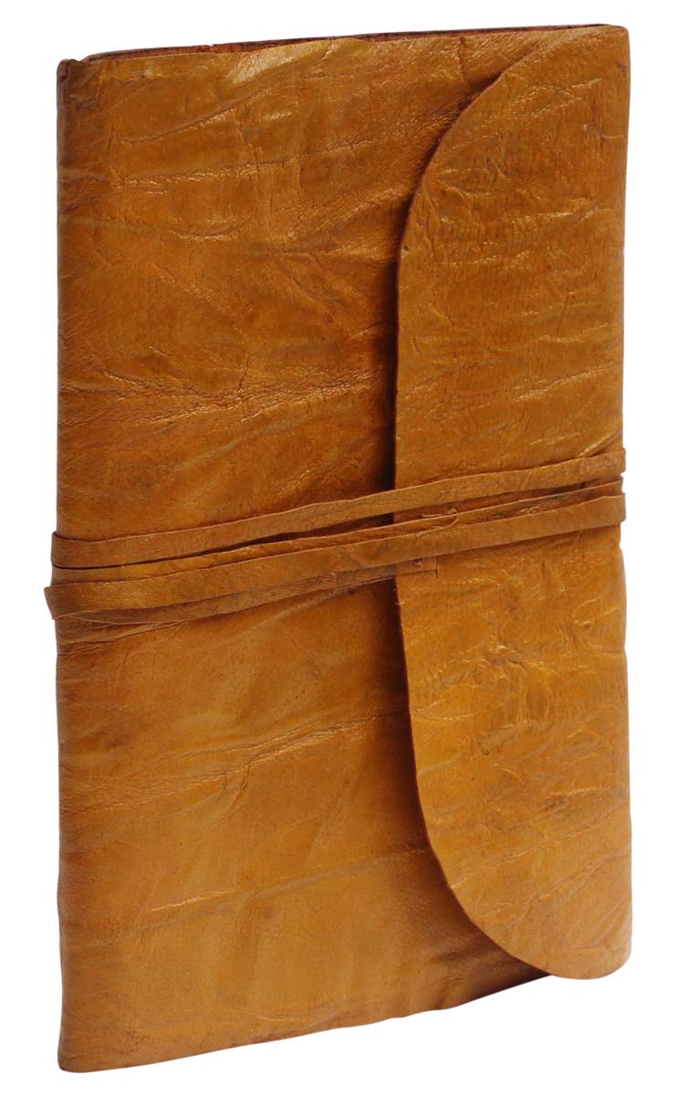 Buy in Bulk Wholesale Recycled Leather Journal with Handmade Paper - 7” Camel Color Diary with Distressed-Texture - Rustic-Look Notebooks/Sketchbooks/Gifts from India
