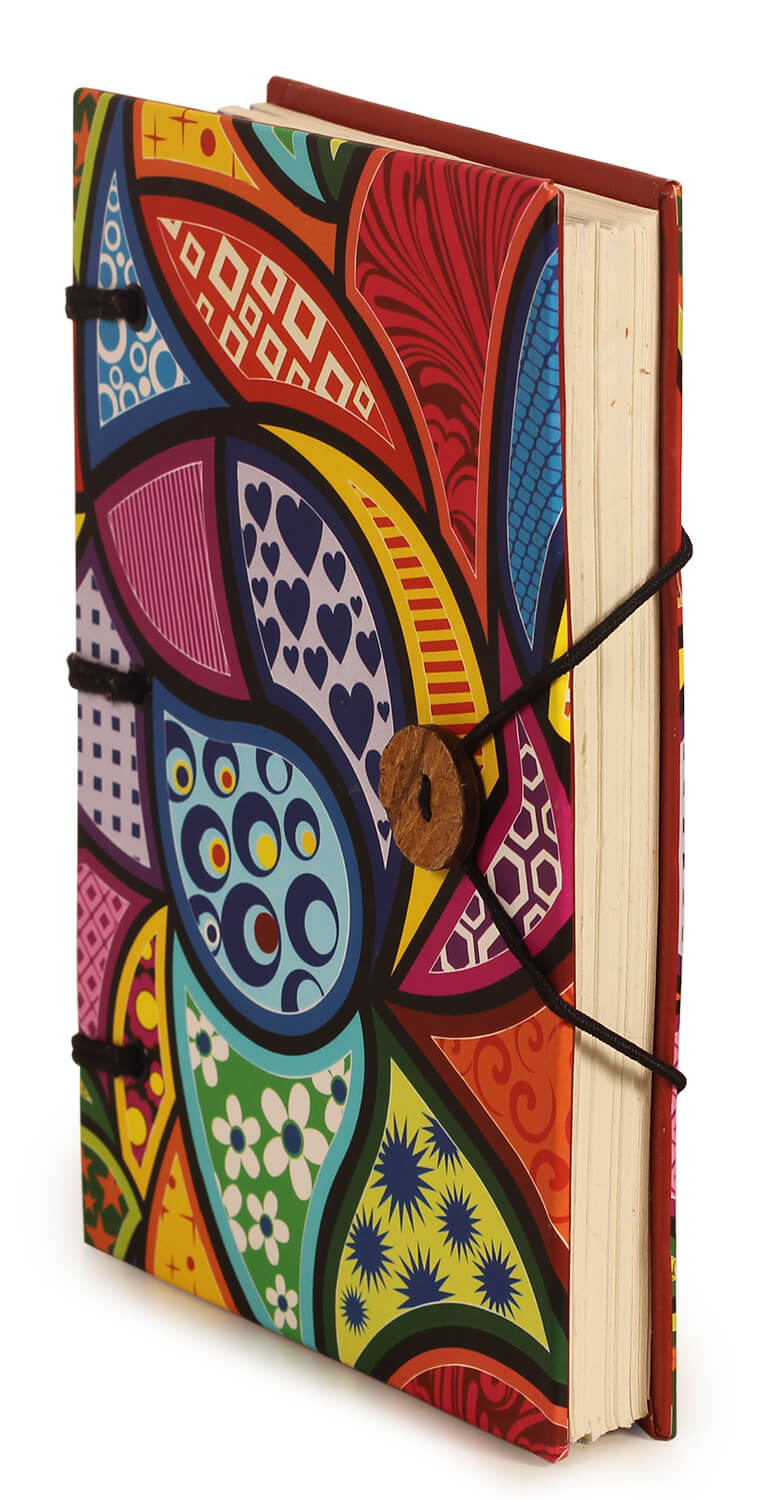 ArtistryBazaar Journal Writing Notebook Handmade Printed Abstract Pattern Travel Diary Blank Paper for Men and Women Vintage Multicolor Sketchbook Unique Gift Ideas (7 x 5 Inches)