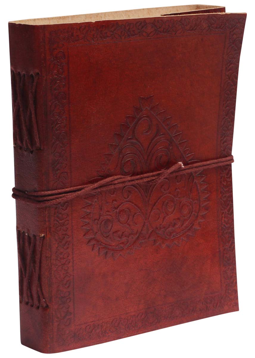 Buy in Bulk Wholesale Leather Journal with Handmade Paper - 6” Handcrafted Maroon Diary with Embossing - Rustic-Look Notebooks/Sketchbooks/Gifts from India