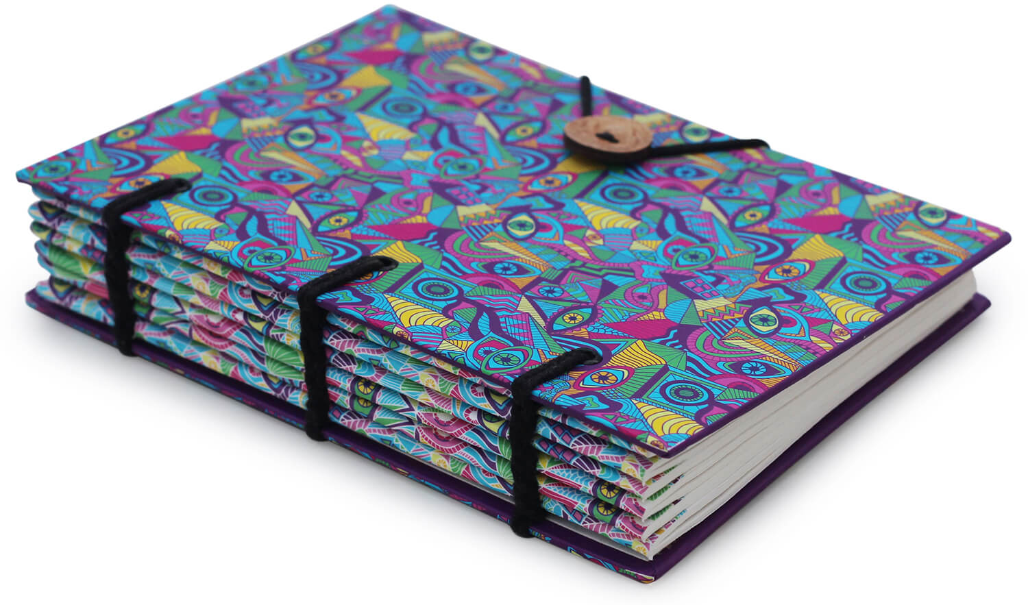 Psychedelic Abstract Art Journal Writing Notebook Modern Handmade Refillable Blank Soft Unlined Paper Travel Unique Diary Hardcover Daily Planner Sketchbook Gifts for Women Men (7” x 5”)