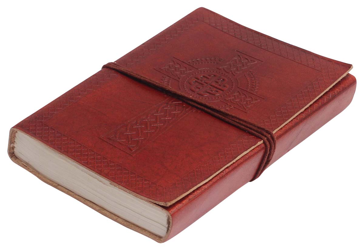 Buy in Bulk Wholesale Leather Journal with Handmade Paper - Handcrafted 7” Maroon Diary with Embossing - Rustic-Look Notebooks/Sketchbooks/Gifts from India