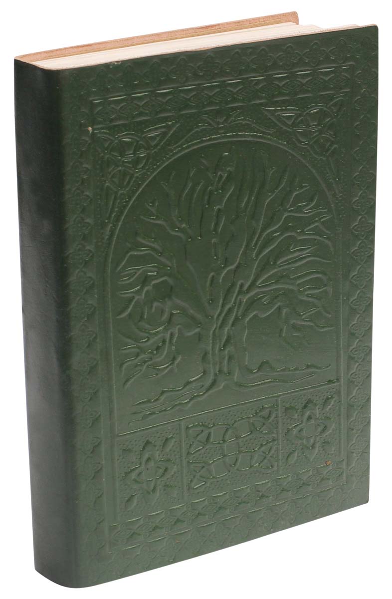 Buy in Bulk Wholesale Leather Journal with Handmade Paper - Handcrafted 8” Dark-Green Diary with Embossing - Rustic-Look Notebooks/Sketchbooks/Gifts from India