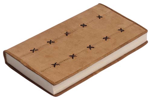 7” Leather Journal / Diary with Crosses - Beige Color - Eco-Friendly Handmade Papers - Gifts - Buy in Bulk Wholesale