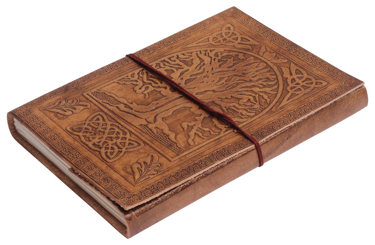 Buy in Bulk Wholesale Leather Journal with Handmade Paper - Handcrafted 10” Tan-Brown Diary with Embossing - Rustic-Look Notebooks/Sketchbooks/Gifts from India