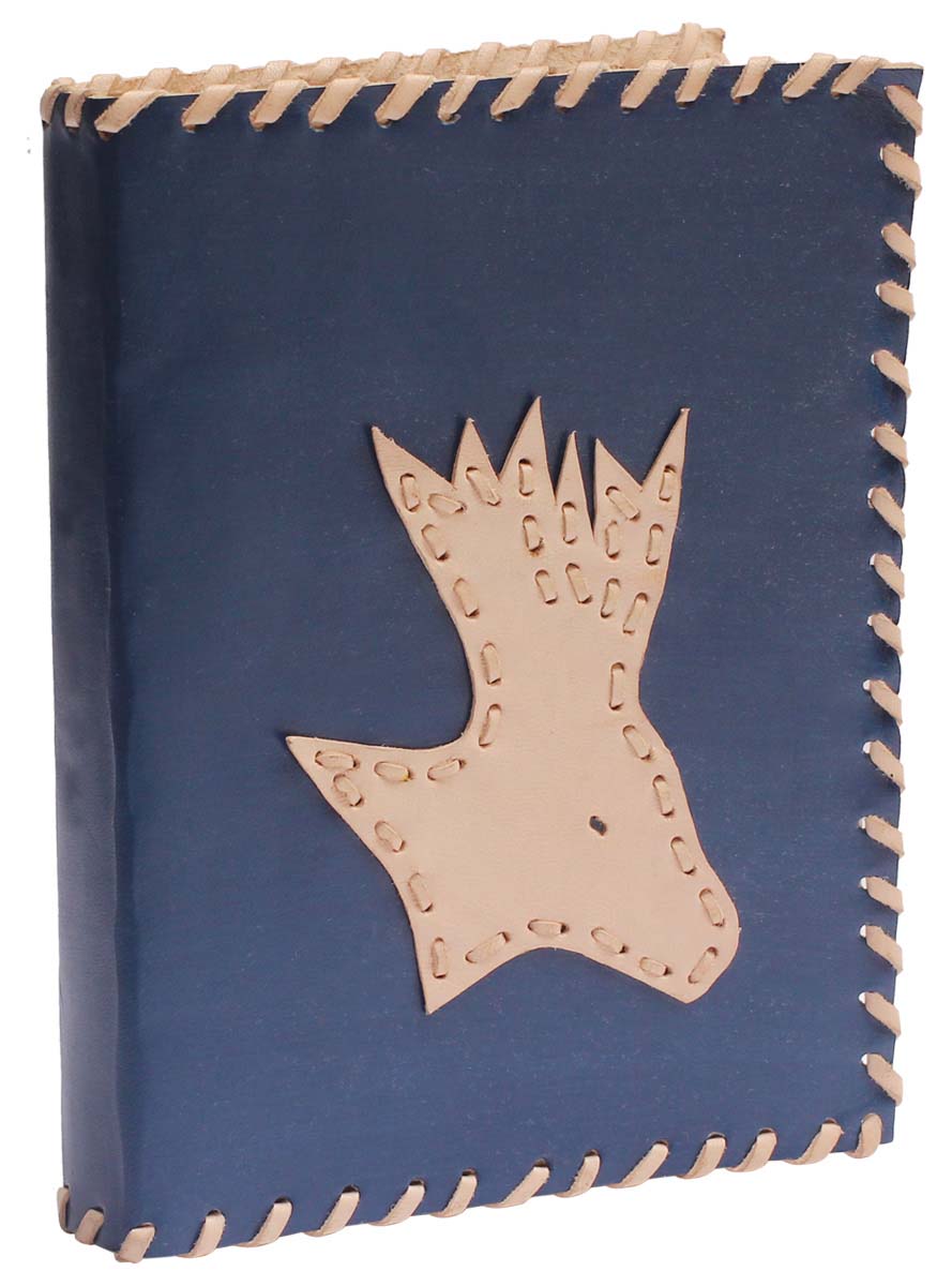 Buy in Bulk Wholesale Blue Leather Journal with Hand-Stitches & Patch-Work - Handcrafted 7” Diary with Handmade Papers - Rustic-Look Sketchbooks/Gifts from India