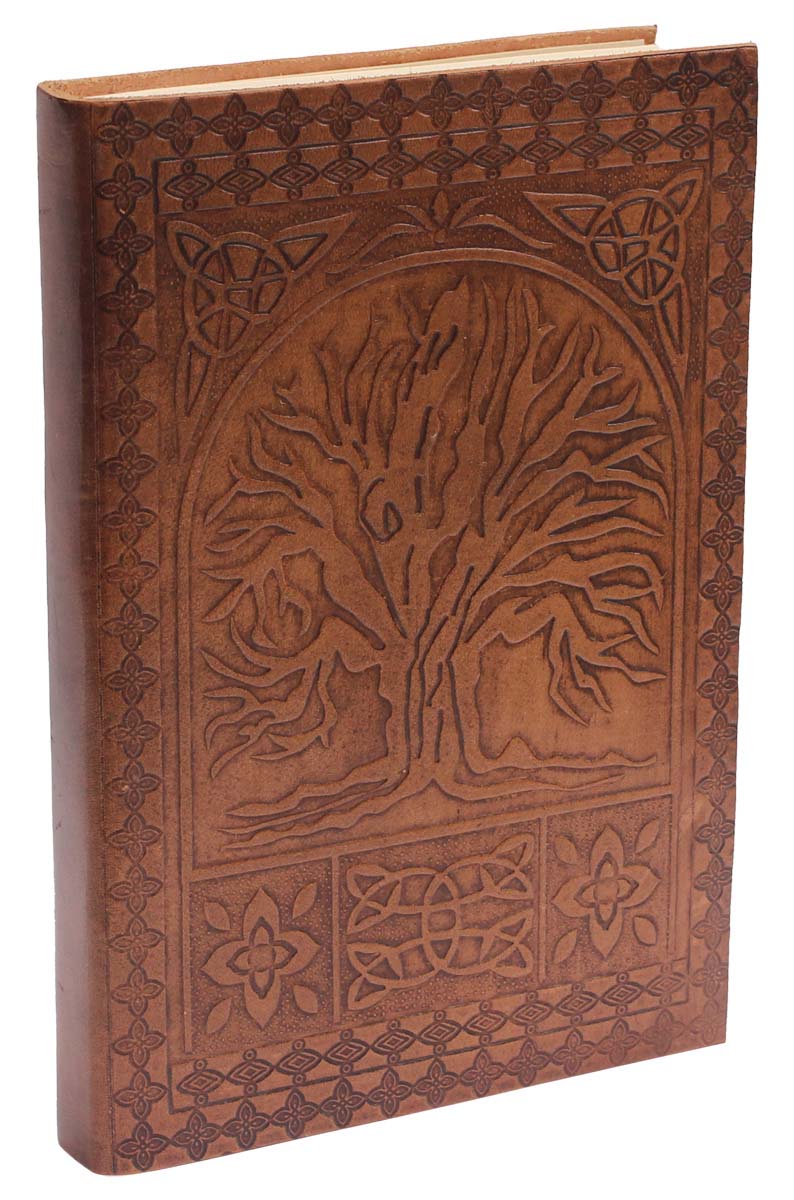 Wholesale Tan-Brown Writing Blank Journal/Diary - Bulk Buy Online Genuine Leather Cover and Handmade Paper Sketchbook/Travel Diary - Unique 9 Inch Tree Embossing Notebook/Travel Journal from India