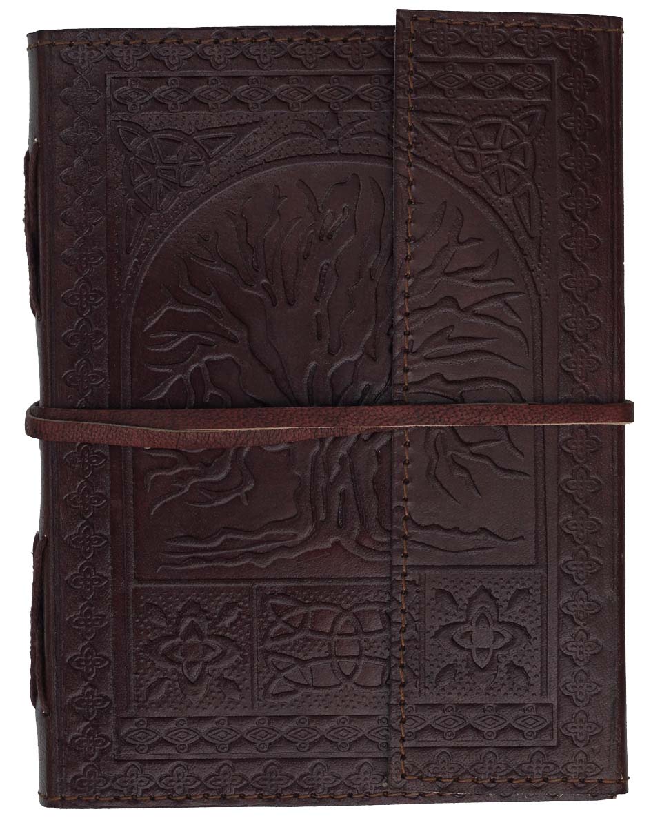 Buy in Bulk Wholesale Leather Journal in Brown - Tree Motif - Classic-Look Handmade 7” Notebooks/Scrapbooks/Diary