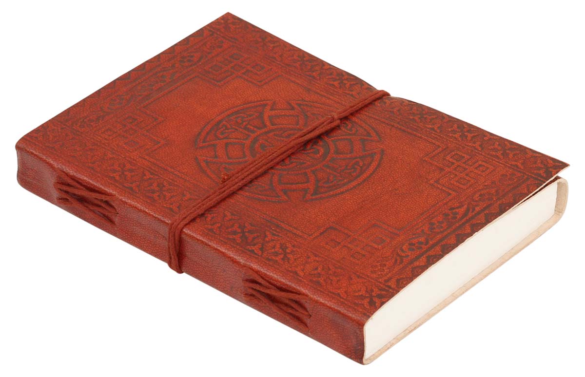 Genuine Handmade Leather Journal / Personal Notebook in Antiqued Mahogany Brown - Celtic knot Motif Embossed Leather - Travel Diaries & Gift Ideas - Buy in Bulk Wholesale