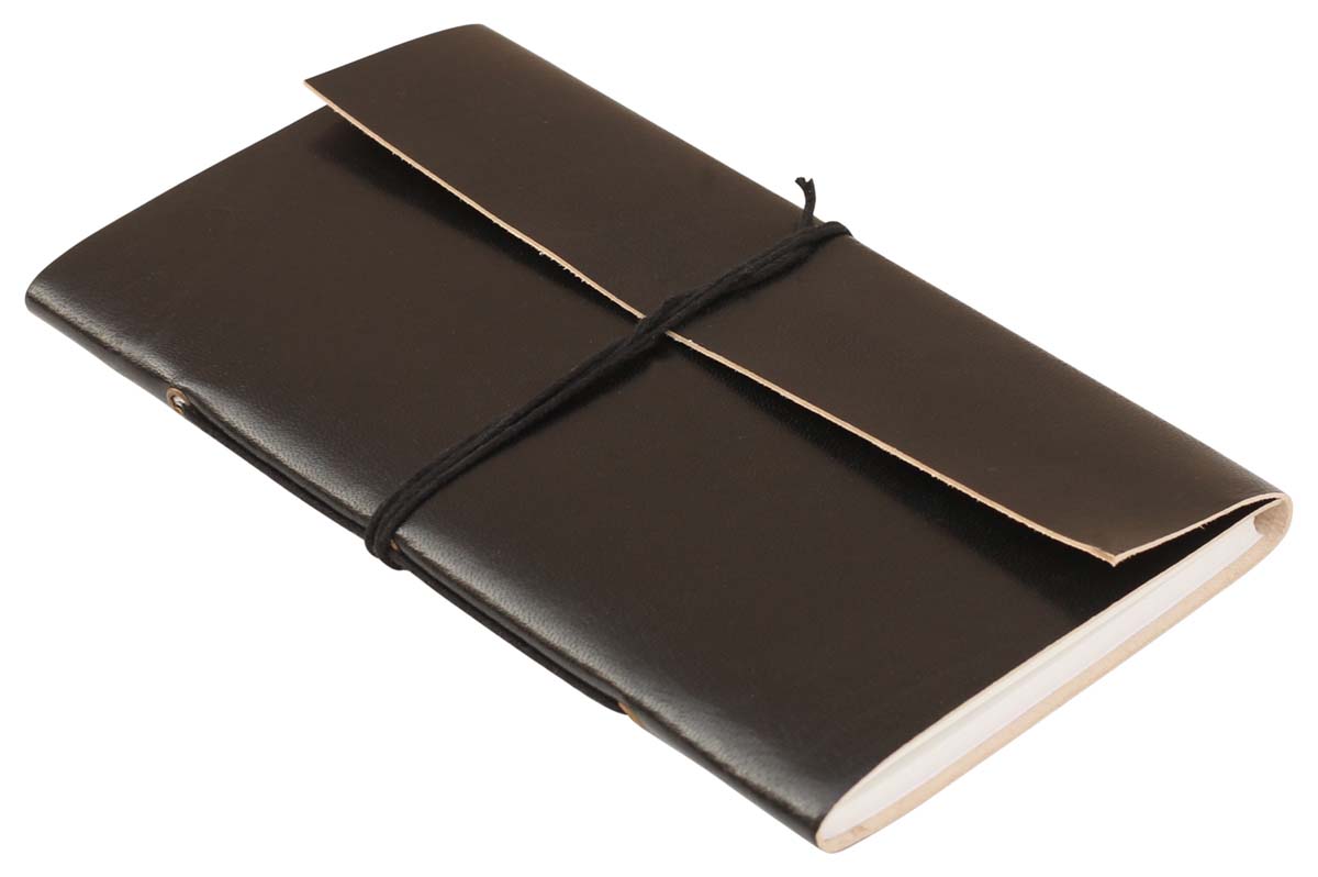Refillable Genuine Handmade Leather Wrap Journal / Personal Notebook in Black - Travel Diaries & Gift Ideas - Buy in Bulk Wholesale