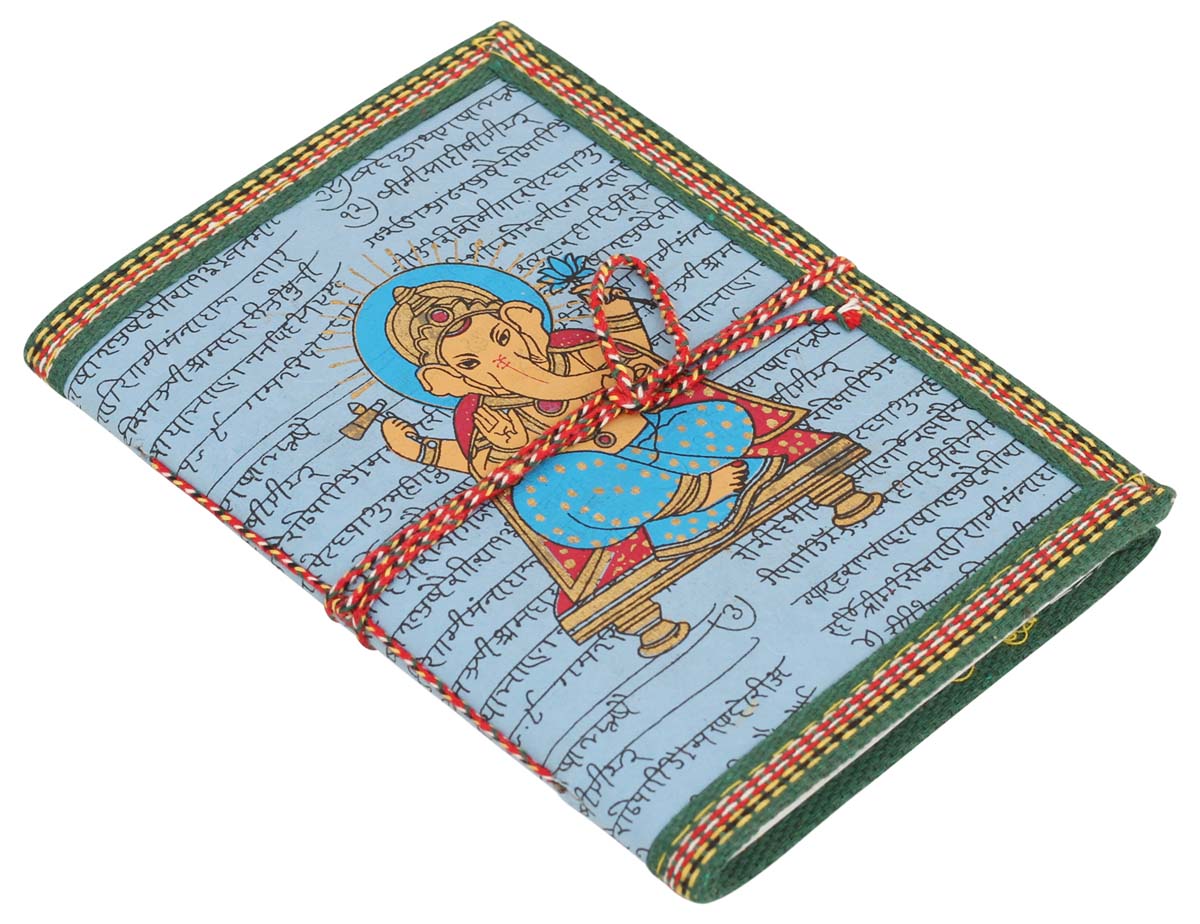 Handmade Paper Art Journal / Personal Notebook - Lord Ganesha Ethnic-Look Recycled Paper Eco-Friendly Diary - Travel Diaries & Gift Ideas - Buy in Bulk Wholesale