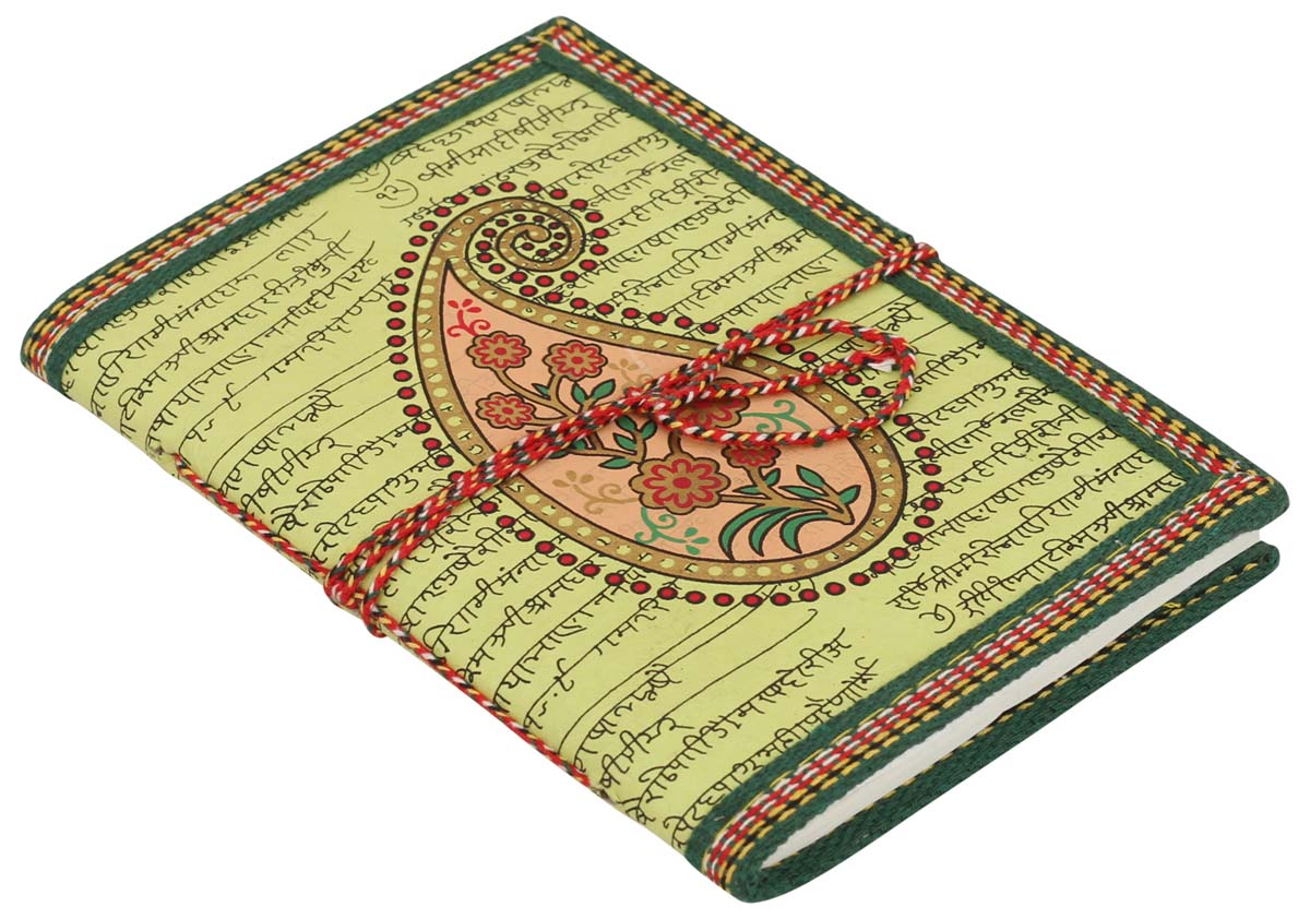 Handmade Paper Art Journal / Personal Notebook - Paisley Floral Motif Ethnic-Look Recycled Paper Eco-Friendly Diary - Travel Diaries & Gift Ideas - Buy in Bulk Wholesale