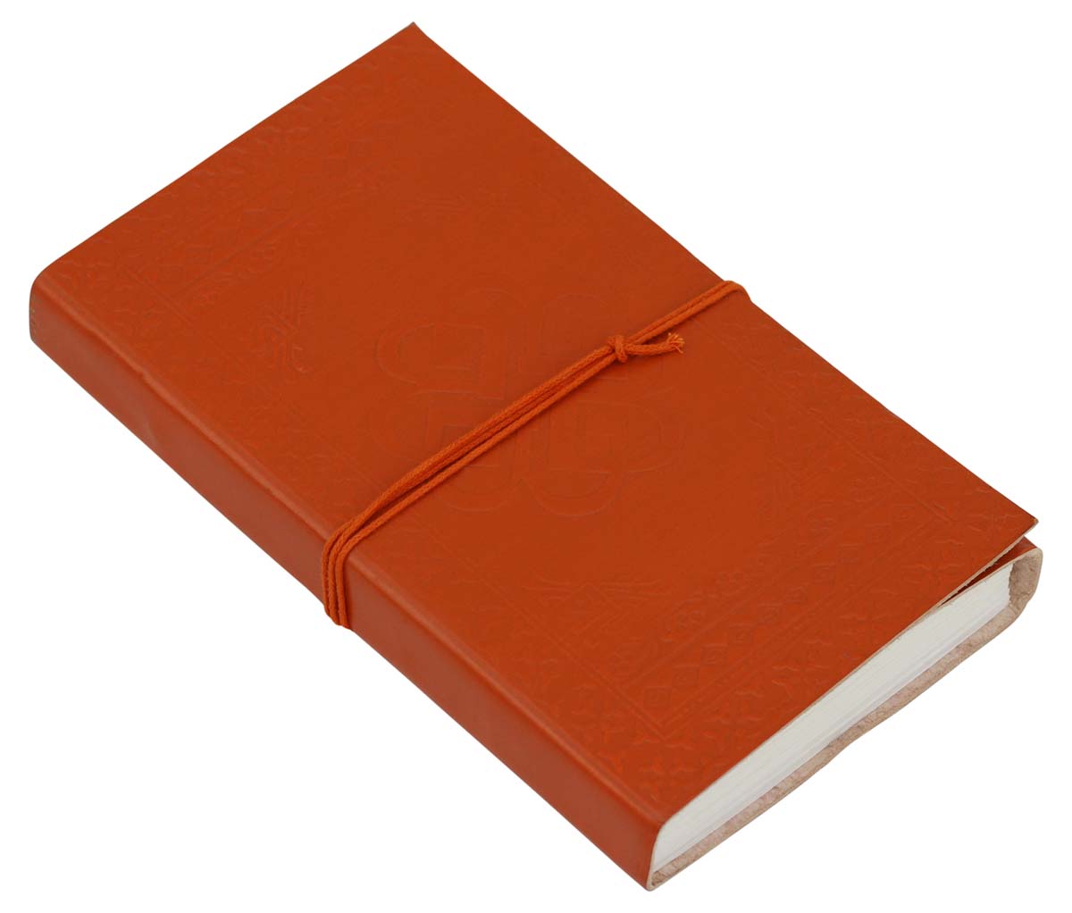 Genuine Handmade Leather Journal / Personal Notebook in Tangerine - Embossed Leather Breaking Benjamin Symbol - Travel Diaries & Gift Ideas - Buy in Bulk Wholesale