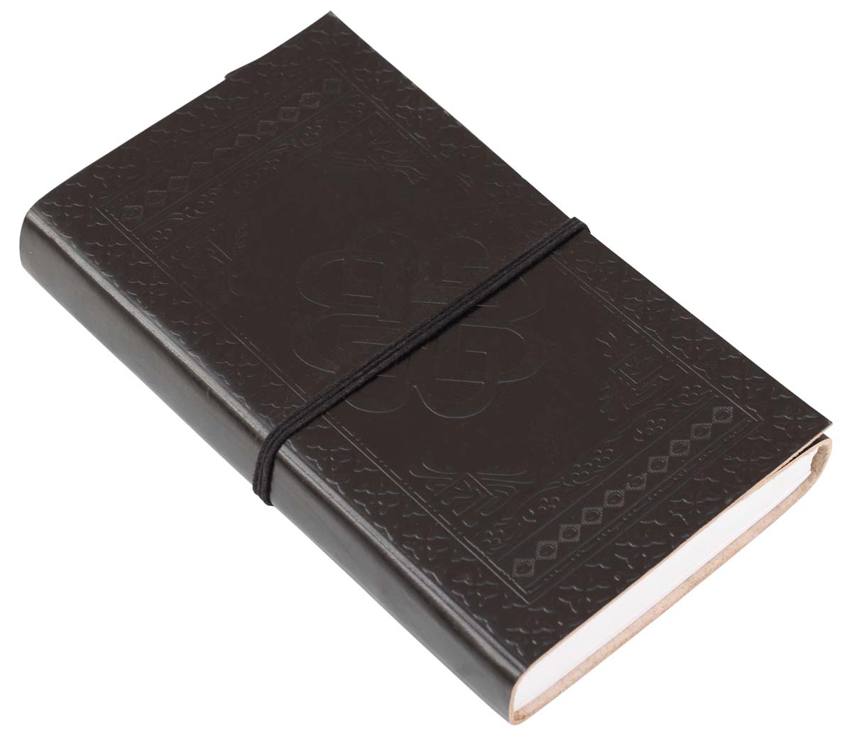 Genuine Handmade Leather Journal / Personal Notebook in Black - Embossed Leather Breaking Benjamin Symbol - Travel Diaries & Gift Ideas - Buy in Bulk Wholesale