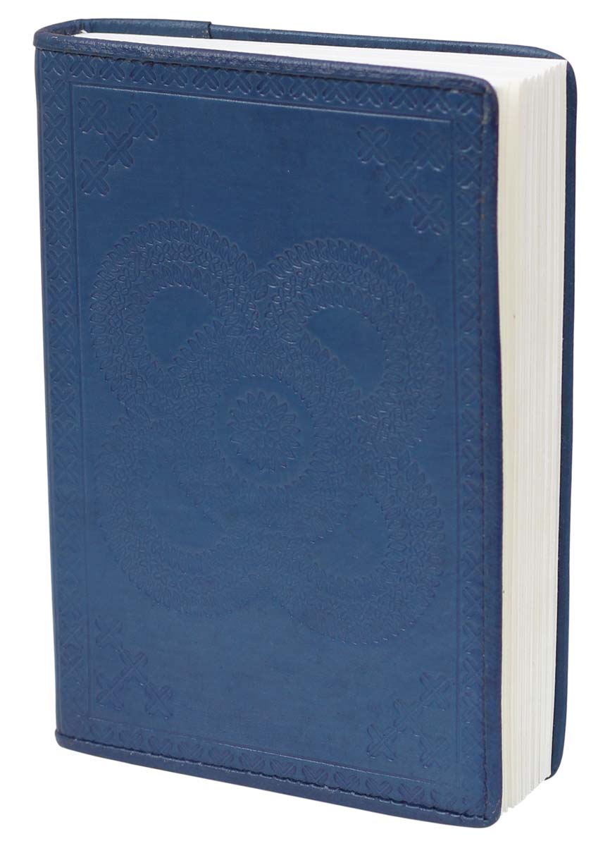 Genuine Handmade Leather Journal / Personal Notebook in Navy Blue - Embossed Leather Celtic Knot Floral Motif - Travel Diaries & Gift Ideas - Buy in Bulk Wholesale