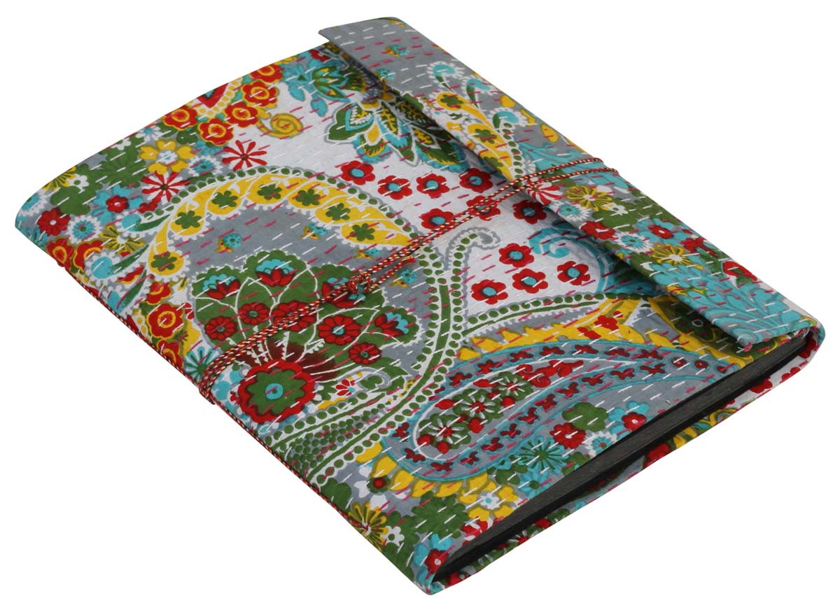Handmade Upcycled Fabric Photo Album - Multicolored Paisley Motifs Embroidered Fabric Patch Ethnic-Look Picture Album - Travel Diaries & Gift Ideas - Buy in Bulk Wholesale