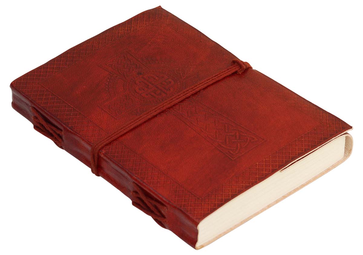 Genuine Handmade Leather Journal / Personal Notebook in Antiqued Cinnamon Brown - Celtic Cross Embossed Leather - Travel Diaries & Gift Ideas - Buy in Bulk Wholesale
