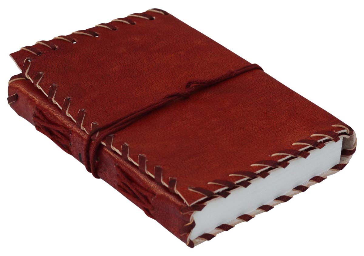 Genuine Handmade Leather Journal / Personal Notebook in Cinnamon Brown - Leather Cord Side Stitching - Travel Diaries & Gift Ideas - Buy in Bulk Wholesale