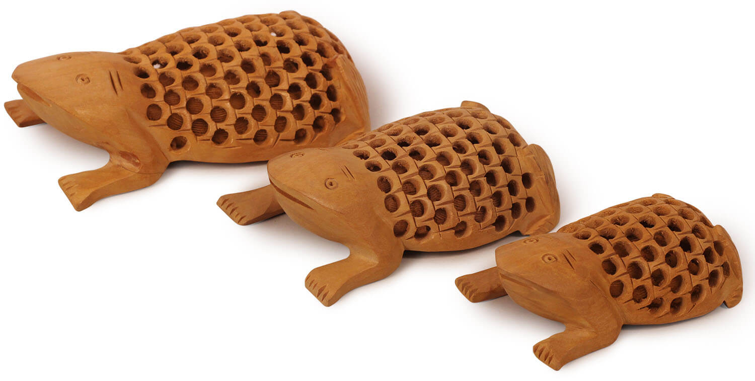 ArtistryBazaar Handmade 3" W X 1.5" H Wooden handcrafted animal frog figurine for home, office, shelf décor