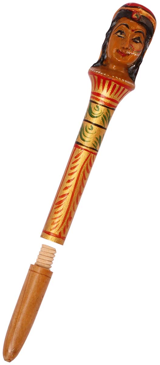 Bulk Wholesale Handmade Decorative Pen in Wood with a Colorful Lady Figurine - Old-World Single Joint Pen