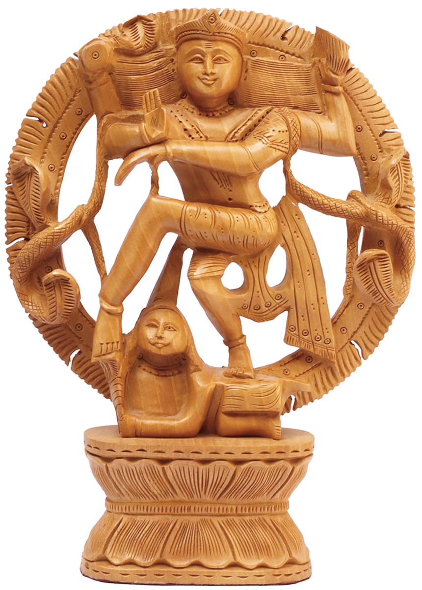 Wholesale 10” Shiva Nataraja (Lord of Dance) Hand-Carved Sculpture/Statue in Wood - Bulk Buy Home Decor Statue & Sculpture from India