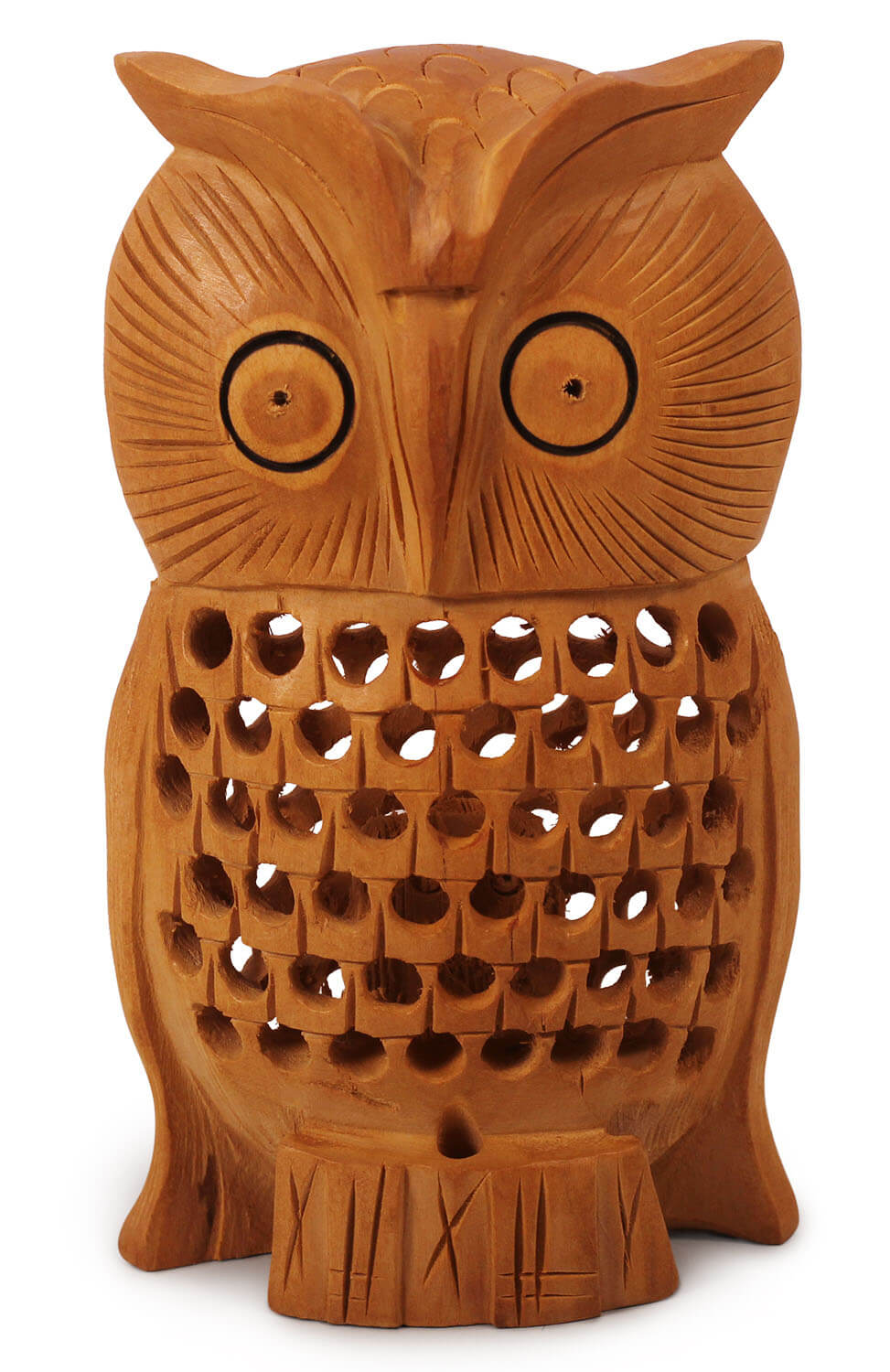 ArtistryBazaar Handmade 1.6" W X 6" H  set of 3 Decorative Wooden handcrafted owl Bird figurine  for home, office, shelf décor, tabletop -Showpiece for home, office, living room,shelf décor
