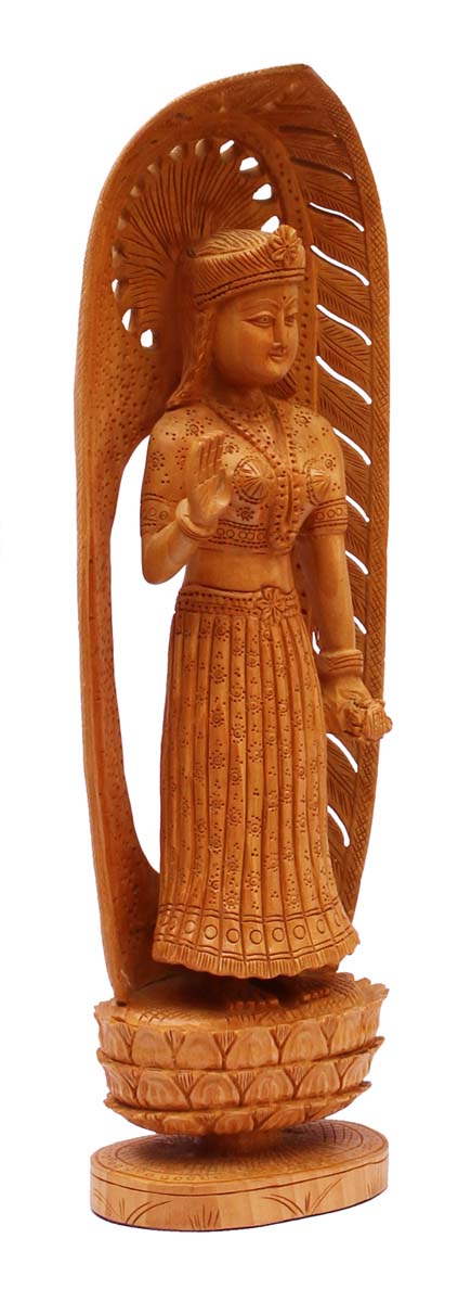 Wholesale 15” Hand-Carved Goddess Radha Sculpture/Statue in Wood - Auspicious Decor Items in Open-Work - Home Decor Statue & Sculpture from Bulk Distributors in India