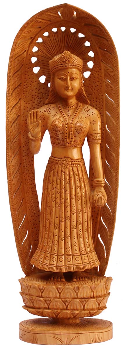 Wholesale 15” Hand-Carved Goddess Radha Sculpture/Statue in Wood - Auspicious Decor Items in Open-Work - Home Decor Statue & Sculpture from Bulk Distributors in India
