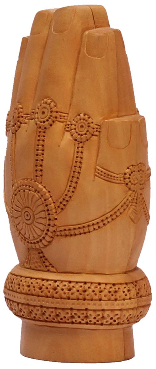 Wholesale 7” Hand Carved Lord Krishna & Goddess Radha Figurine/Statue Inside Namaste Pose Statue - Bulk Buy Home Decor Item with Intricate Carving in Wood from India