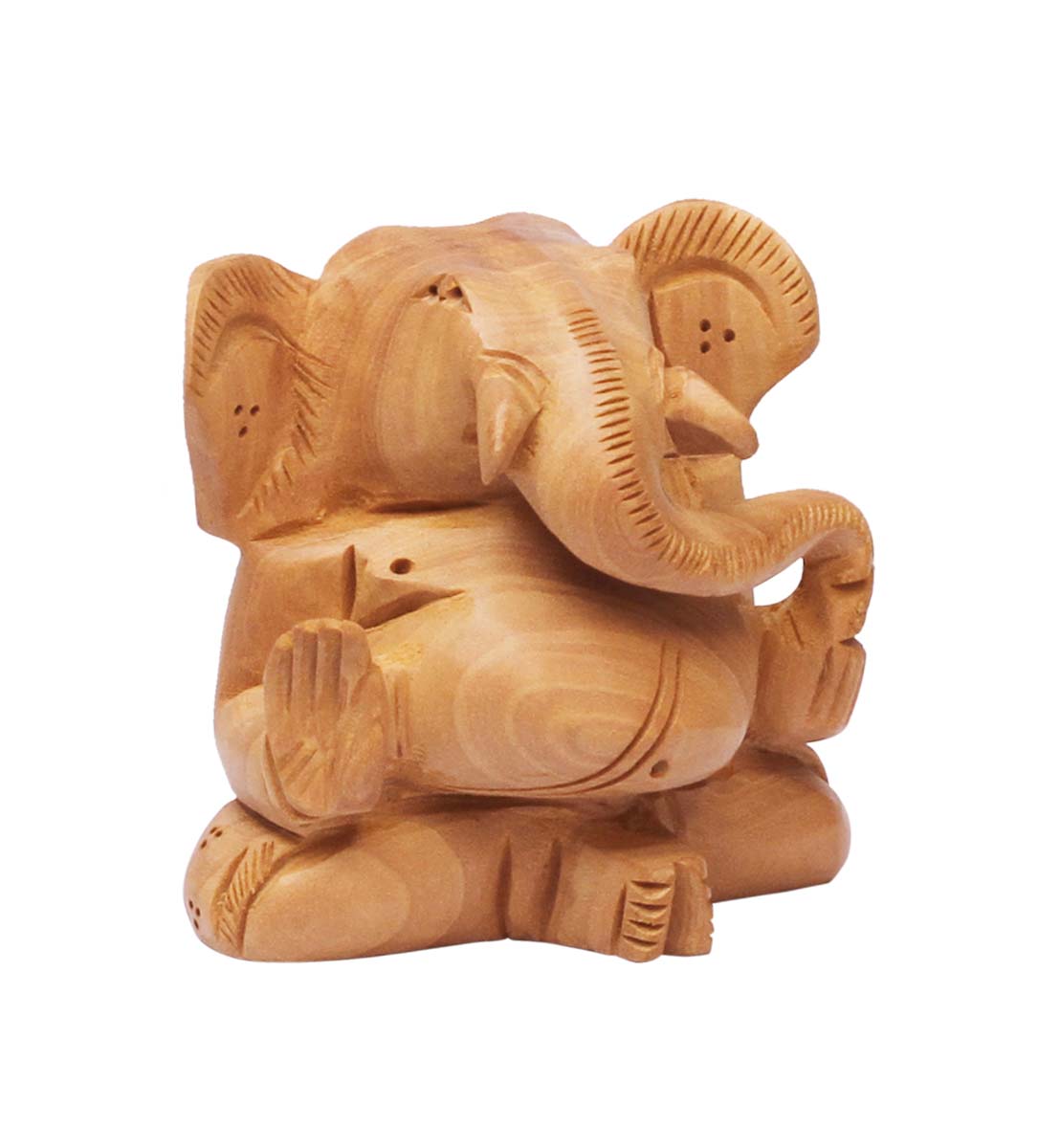 Bulk Wholesale Hand-Carved Statue / Sculpture of ‘ Sitting Lord Ganesha’ in Kadam Wood – Traditional-Look Home Décor Item