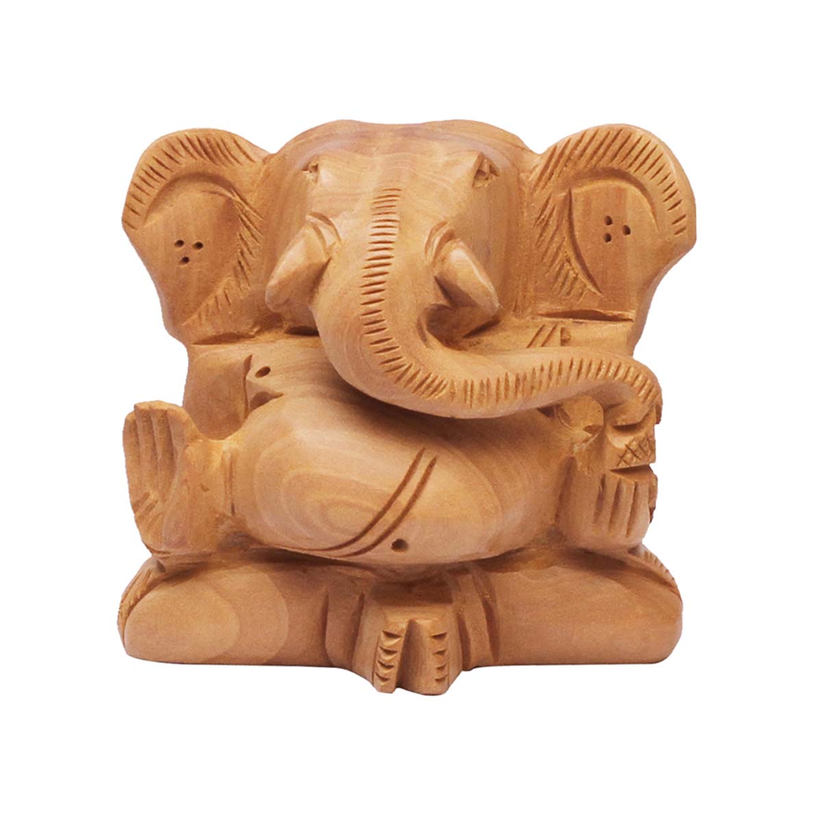 Bulk Wholesale Hand-Carved Statue / Sculpture of ‘ Sitting Lord Ganesha’ in Kadam Wood – Traditional-Look Home Décor Item