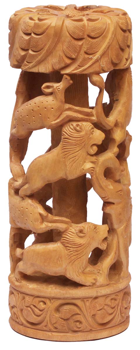 Bulk Wholesale Handmade Center-Piece / Decoration Piece with Animal Design Carving in Wood – Unique Artifact with Traditional Style Open-Work Art