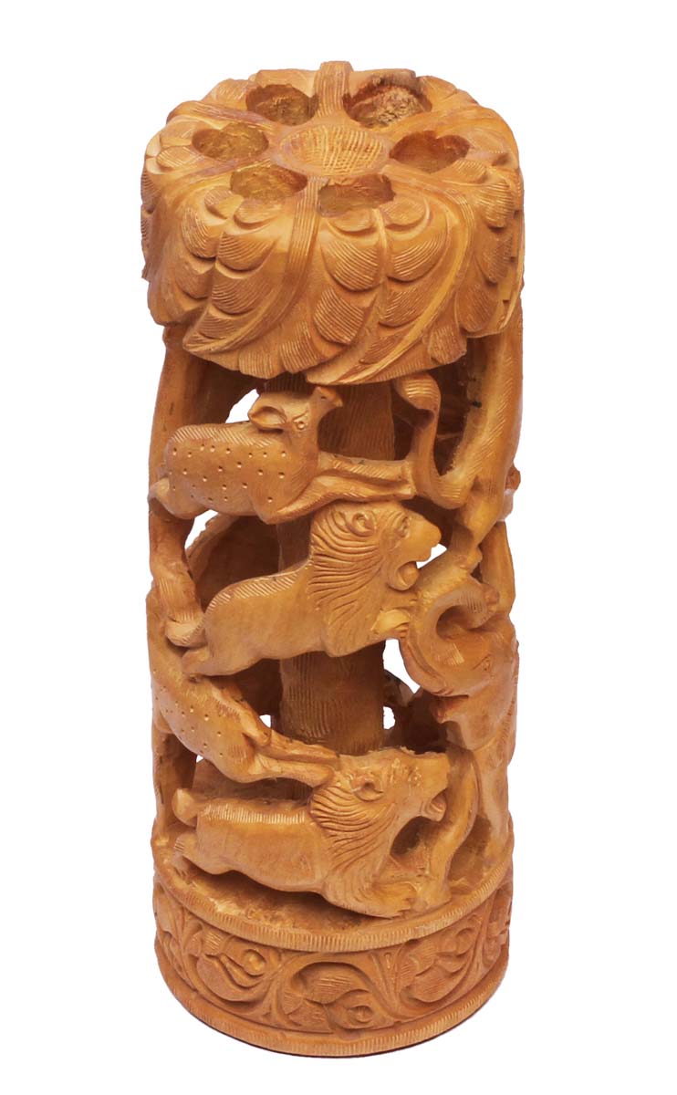 Bulk Wholesale Handmade Center-Piece / Decoration Piece with Animal Design Carving in Wood – Unique Artifact with Traditional Style Open-Work Art