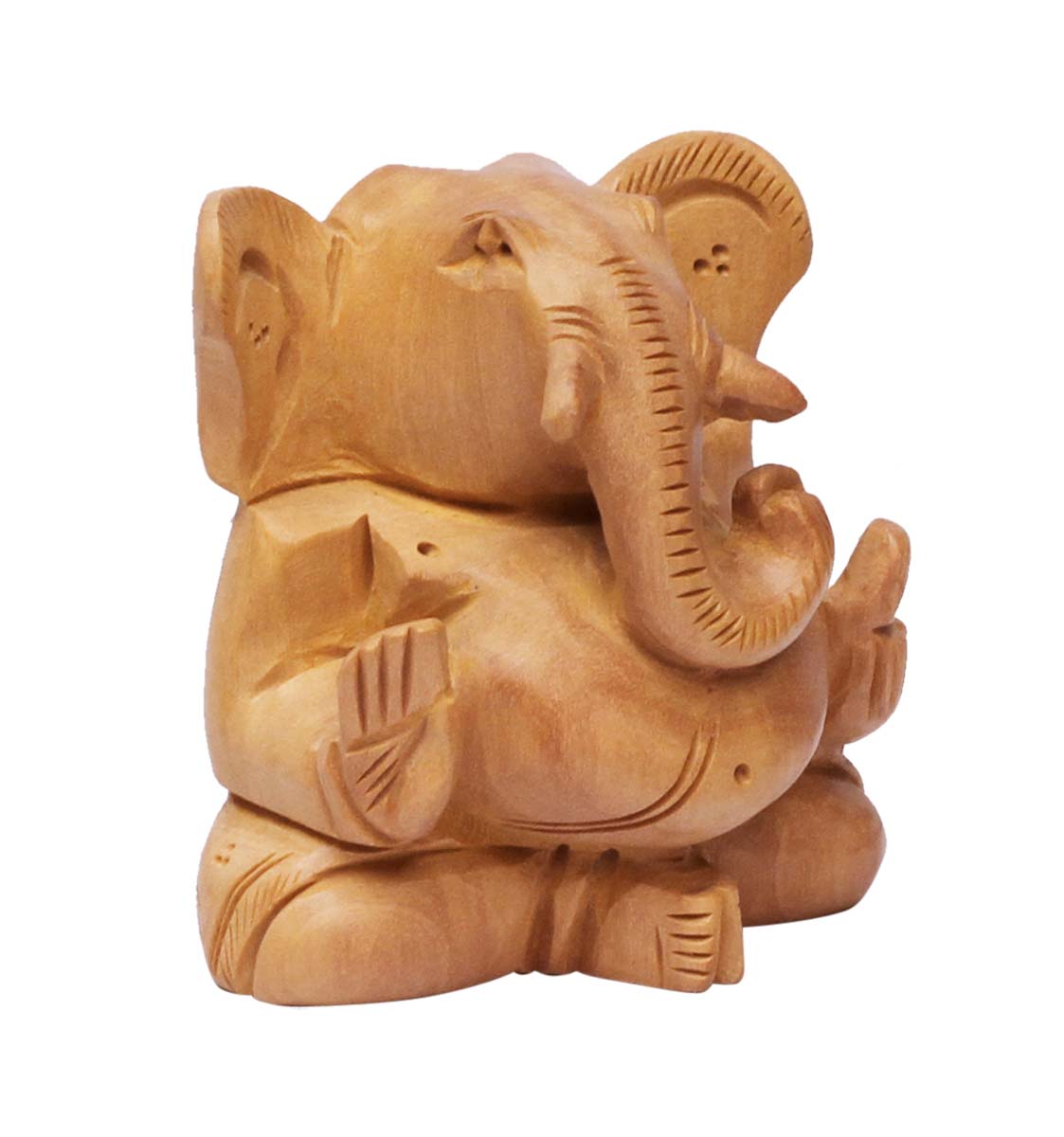 Wholesale 3.2” Sitting Lord Ganesha Figurine - Buy in Bulk Hand Carved Wooden Hindu God Figurine/Statue in Sitting Pose - Unique Good Luck Charms Wood Sculpture - Home & Office Decor