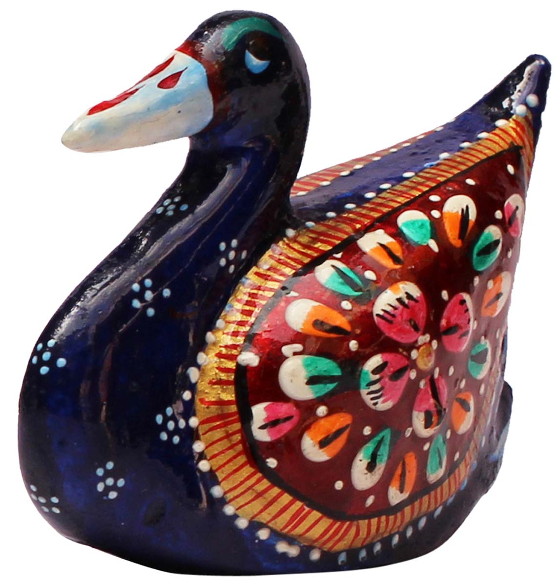 Wholesale 2.4” Metal Duck Figurine in Blue Color with Meenakari Work - Hand-Painted Metal Duck Sculpture/Statue - Unique Gift Items - Home Decor from India