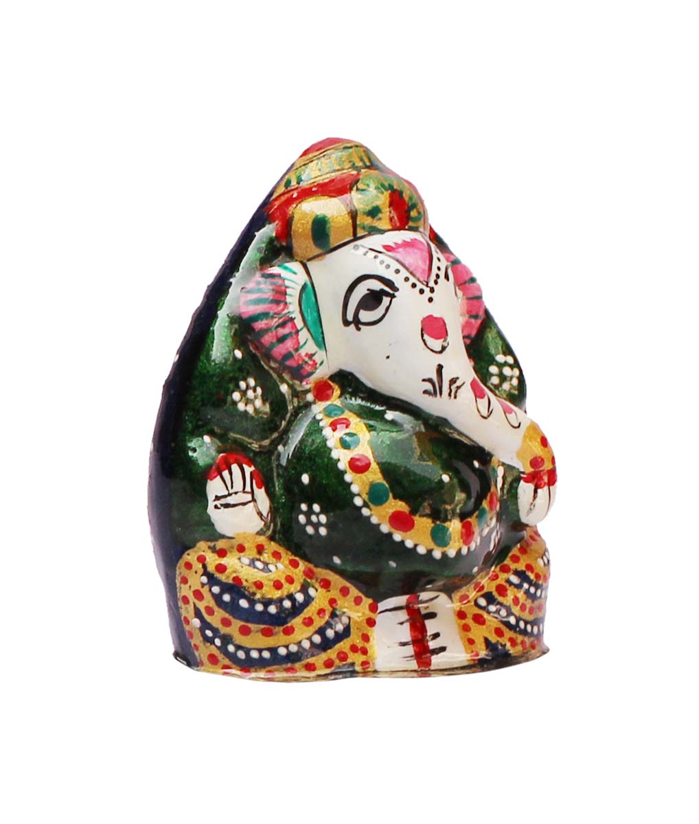 Bulk Wholesale 2” Colorful Metal Statue / Sculpture / Idol of Lord Ganesha in Sitting Pose – Hand-Painted Art-Piece in Traditional Style Meenakari Art – Auspicious Gifts from India