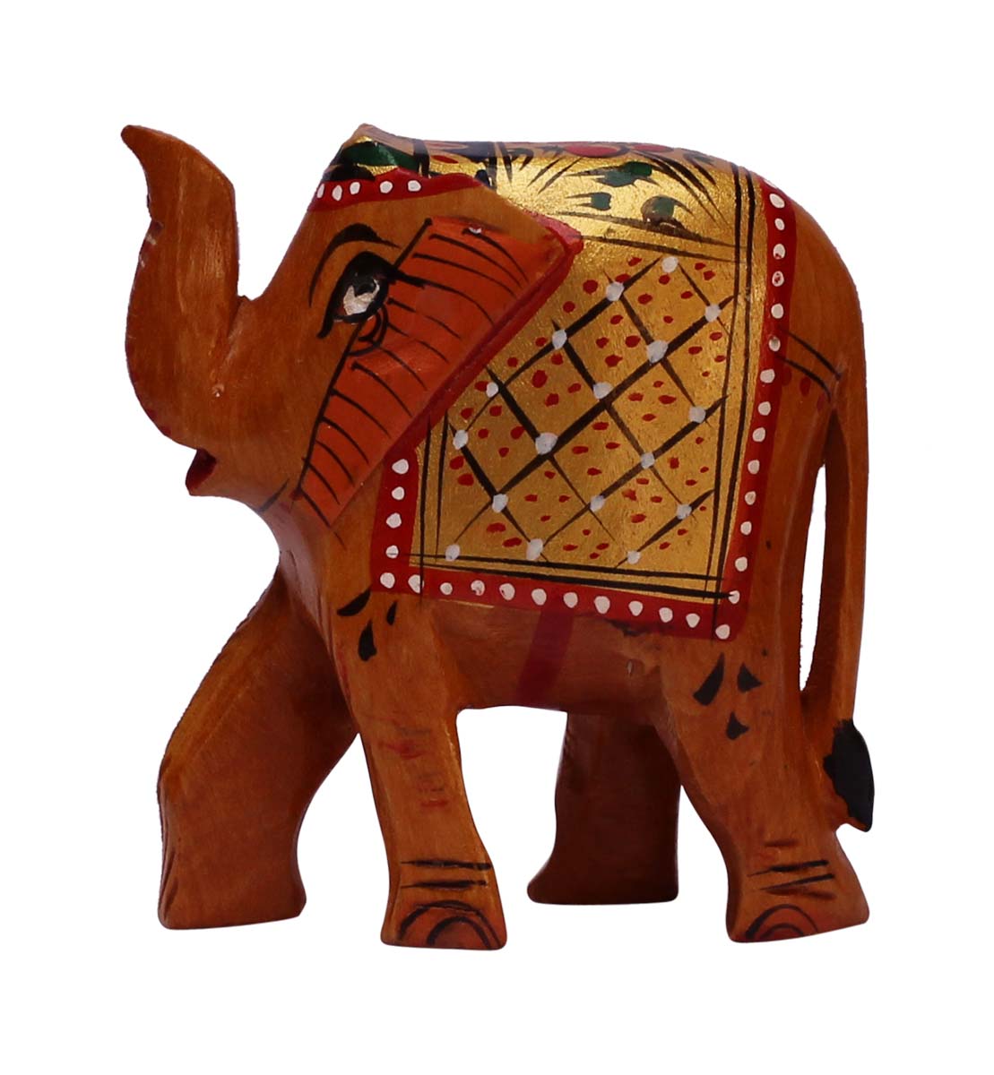 Wholesale Hand-Carved Kadam-Wood Statue / Sculpture of Elephant  Painted in Multiple Colors – Wooden Décor with Traditional Indian Motif Carving