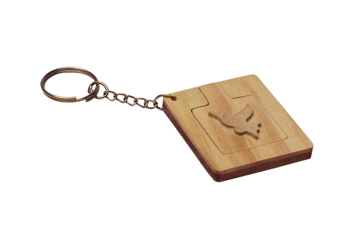 Bulk Wholesale Folding Pocket Mirror with an Iron Key Chain - 2” Hand Carved Decorative Pocket Mirror in Wood - Ethnic & Thoughtful Gifts for Women from India