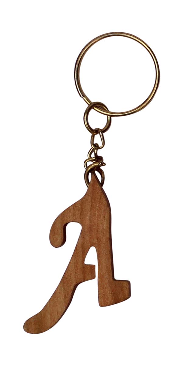 Bulk Wholesale Wooden Key Chain in Letter ‘A’ Shape - Traditional Style Gifts/Utility Items from India