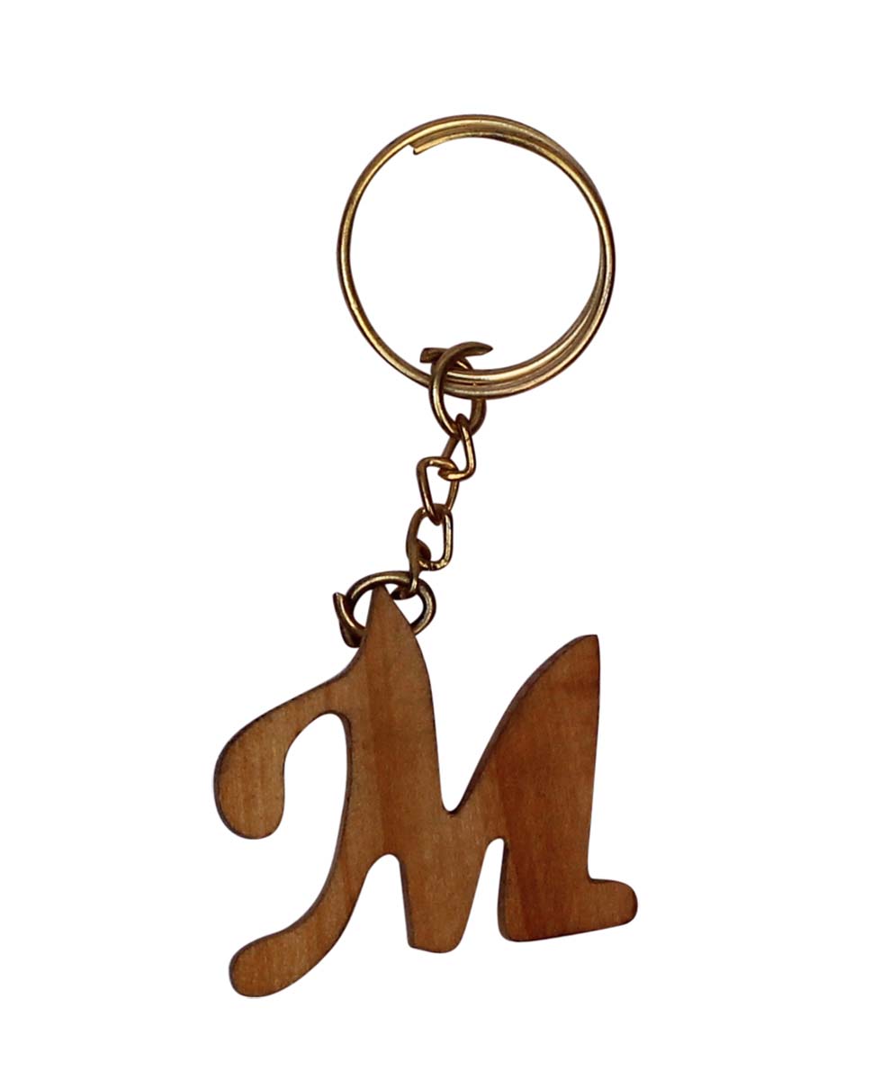 Bulk Wholesale Wood Key Chain in Letter ‘M’ Shape Handcrafted Palm - Traditional Style Gifts/Utility Items from India