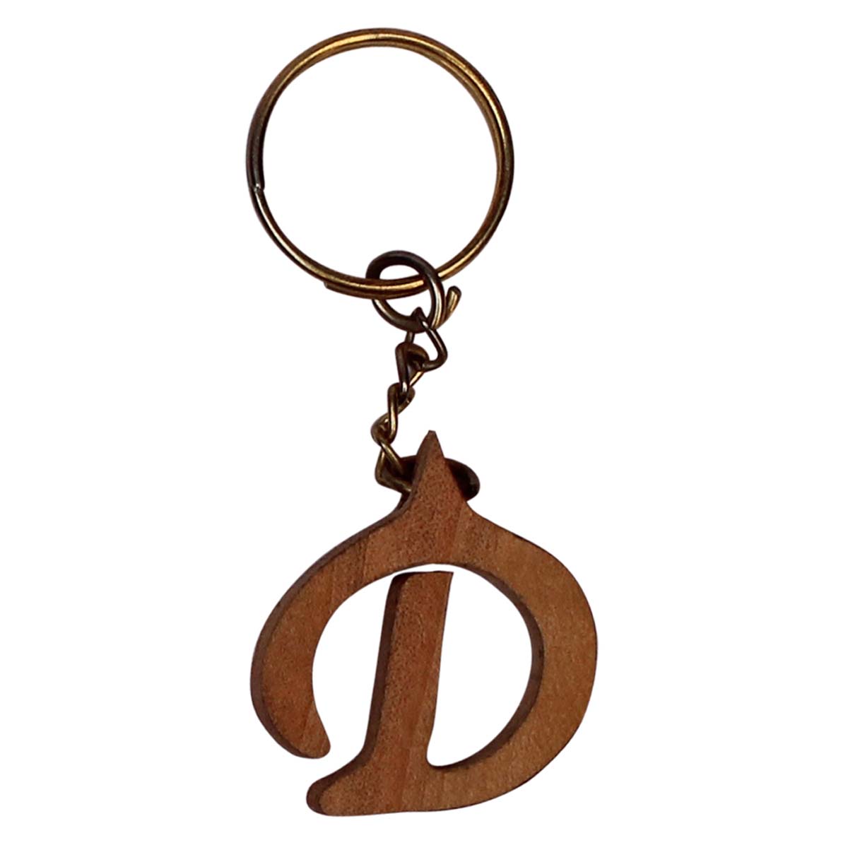 Bulk Wholesale Wood Key Chain in Letter ‘D’ Shape - Handcrafted Palm Traditional Style Gifts/Utility Items from India