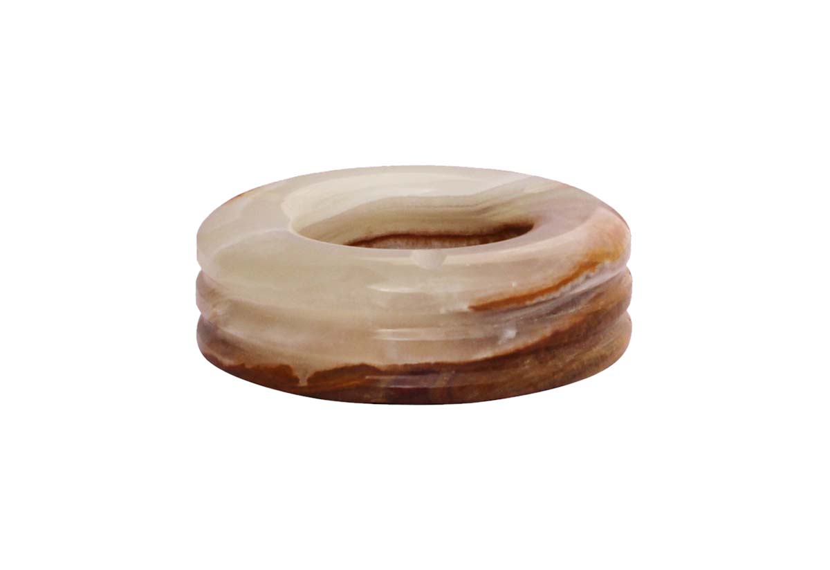 Bulk Wholesale Ashtray in Off-White & Brown Handcrafted in Onyx Stone - Antique Look Decor/Utility Item from India