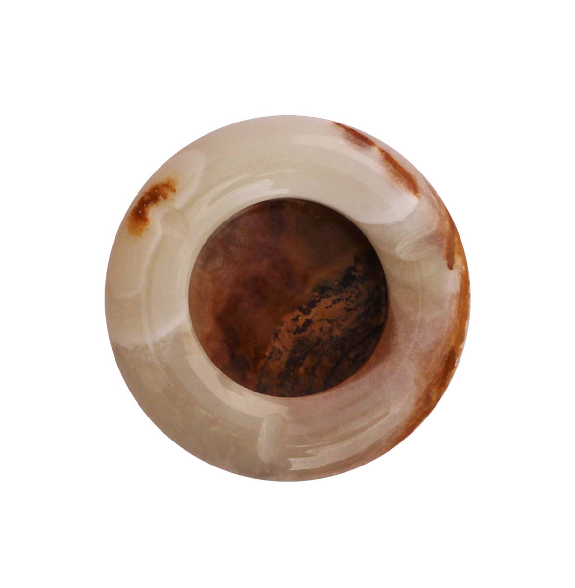 Bulk Wholesale Ashtray in Off-White & Brown Handcrafted in Onyx Stone - Antique Look Decor/Utility Item from India