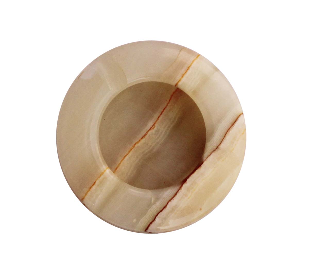 Bulk Wholesale Ashtray in Off-White & Brown Onyx Stone - Antique Look Decor/Utility Item from India